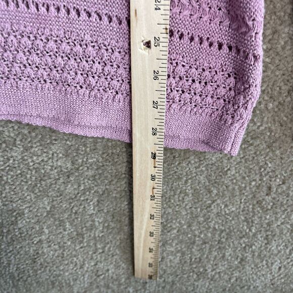 J. Jill Tunic Sweater Womens Size‎ Medium Pink Pullover Open Stitch Knit Sheer - Picture 4 of 8